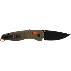 S.O.G SOG11410641 Aegis AT 3.13 in Folding Drop Point Plain Black TiNi Cryo D2 Steel Blade, Tan w/Blaze Orange Accents GRN Handle, Peg Box Pkg, Knife