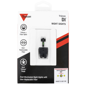 Trijicon 601108 DI Night Sight Set- Smith & Wesson M&P/ SD Black | Green Tritium/Fiber Optic Front Sight Black Outline Front Sight Green Tritium Black Outline Rear Sight