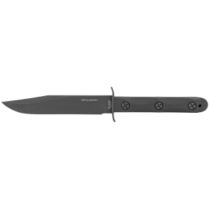 KABAR Ek Model 5, Fixed Blade Knife, 6.875 in Blade Length, 13 in Overall Length, 1095 Cro-Van Steel, Plain Edge, Drop Point, Matte Finish, Black, Includes Celcon Sheath EK45