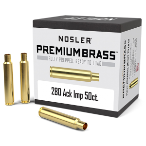 Nosler 10175 Premium Brass Unprimed Cases 280AckleyImproved, Rifle Brass 50/Box