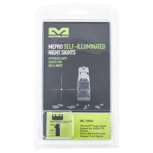 Meprolight USA 106623101 Tru-Dot Green Tritium White Outline Front Sight-Green Tritium White Outline Rear Sight Beretta M9/M92