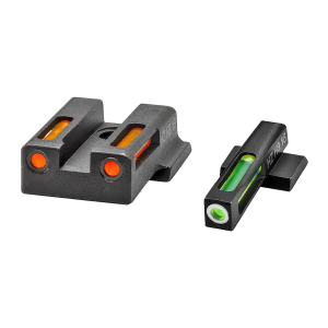 Hi-Viz LightWave H3, Fits Smith & Wesson M&P 9 SHIELD EZ, Tritium/Fiber Optic Night Sights, Green Front with White Ring and Orange Rear 9EZN421