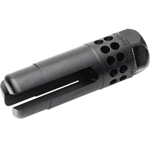 SureFire WARCOMPSPORT7625824 Warcomp Sport Flash Hider 30 Cal (7.62mm NATO) 5/8-24 tpi, Open Tine 3-Prong, Ported Black Stainless Steel for AR/M4 Platform