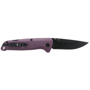 S.O.G SOG13110443 Adventure LB 3.50 Fold Drop Point Plain Black TiNi 5Cr15MoV Blade, Dark Purple Textured GRN Handle, Knife
