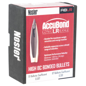 Nosler 58456 AccuBond Long Range 30Cal 190gr Spitzer Point 100/Box, Reloating Bullets
