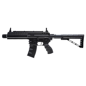 RWS/Umarex 2252120 Steel Strike Air, Rifle CO2 177 BB Single Shot Or 6 Round Burst Mode, 30rd Drop Free, Magazine, 900 BB Capacity Reservoir, Flat Top Picatinny Rail, Flip Up Sights, Adjustable Stock