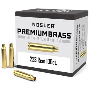 Nosler 10098 Premium Brass Unprimed Cases 223Rem, Rifle Brass 100/Box