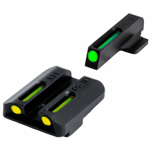 TruGlo TGTG131NT1Y TFO Black | Green Tritium & Fiber Optic Front Sight Yellow Tritium & Fiber Optic Rear Sight