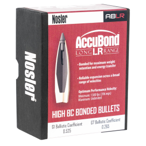 Nosler 58455 AccuBond Long Range 30Cal 168gr Spitzer Point Boat Tail 100/Box, Reloating Bullets