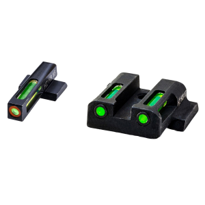 HiViz MPSN521 LiteWave H3 Sight Set for S&W Shield Green Tritium Orange Outline Front Sight-Green Fiber Optic Rear Sight