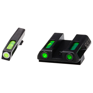 HiViz GLN321 LiteWave H3 Sight Set for Glock Green Tritium White Outline Front Sight-Green Fiber Optic Rear Sight
