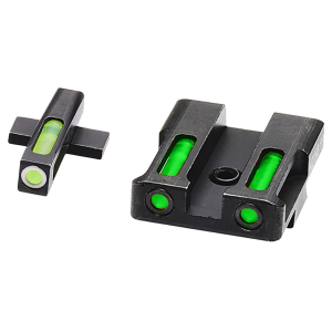 HiViz XDN321 LiteWave H3 Sight Set for Springfield XD Green Tritium White Outline Front Sight-Green Fiber Optic Rear Sight
