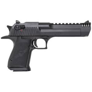 Magnum Research DE50IMB Desert Eagle Mark XIX 50 AE 7+1, 6 in Black Steel w/Integral Muzzle Brake & Picatinny Rail Barrel, Black Oxide Serrated Carbon Steel Slide, Matte Black Carbon Steel Frame w/Beavertail, Black Rubber Grip, Safety, Right Ha, Pist
