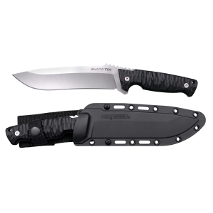 Cold Steel Razor Tek, Fixed Blade Knife, 5 in Recurve Blade, Black GFN Handle, 4116 Stainless Steel, Satin Silver Blade, Secure-Ex Sheath CS-FX-5RZR