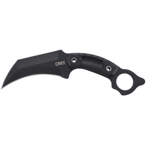 CRKT 2630 DU Hoc 5.10 Fixed Recurve Plain Black Powder Coated SK-5 Steel Blade, Black Textured G10 Handle, Includes Sheath, Knife
