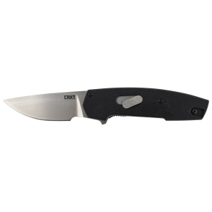 CRKT 6321 Cottidae Flipper Folding Drop Point Plain Satin D2 Steel Blade Black ADC12 Aluminum Handle