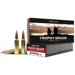 Nosler 60106 Trophy Grade Long-Range 300WSM 190gr Nosler Spitzer AccuBond Long Range 20 Per Box/10 Case Centerfire, Rifle Ammunition