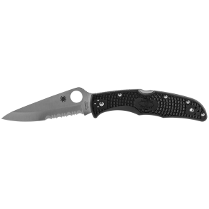 Spyderco C10PSBK Endura 4 Lightweight 3.75 in Folding Drop Point Part Serrated VG-10 SS Blade Black Textured FRN Handle Includes Pocket Clip, Knife