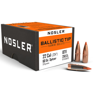 Nosler 39473 Ballistic Tip 22Cal 60gr Ballistic Tip Varmint 250/Box, Reloating Bullets