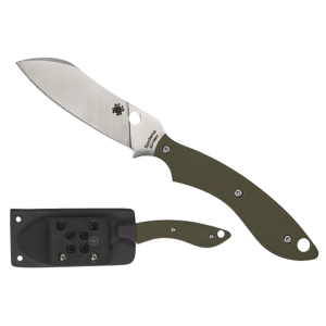 Spyderco FB50GPOD Stok 2.95 Fixed Drop Point Plain Stonewashed 8Cr13MoV SS Blade/Olive Drab Textured G10 Handle Includes Sheath w/G-Clip, Knife