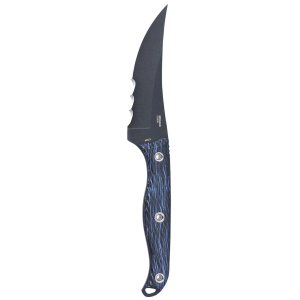 CRKT 2709B Clever Girl 4.60 Fixed Veff Serrated Black Powder Coated SK-5 Steel Blade, Blue Marbled G10 Handle, Knife