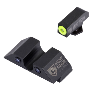 Night Fision GLK001007YGZ Tritium Night Sights For Glock Fixed U-Notch Black Ring Rear/ Yellow Ring Front/Black Frame, Compatible w/Glock 17/17MOS/19/19MOS/22/23/26/27/33/34/35/37/38/39/42/43/43X/45/47/48 Front Post/Rear Dovetail Mount