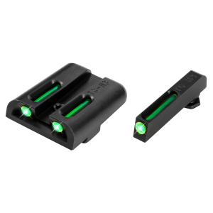 TruGlo TG131GT2 TFO High Green Tritium/Fiber Front & Rear/Black Nitride Fortress Frame, Compatible w/Most Glock Except MOS, Front Post/Rear Dovetail Mount