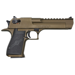 Magnum Research DE50BB Desert Eagle Mark XIX 50 AE 7+1, 6 in Burnt Bronze Carbon Steel w/Picatinny Rail Barrel, Burnt Bronze Cerakote Serrated Carbon Steel Slide & Frame w/Beavertail, Black Rubber Grip, Safety, Right Hand, Pistol