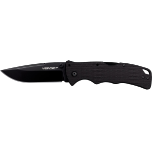 Cold Steel CSFLC3SP10A Verdict 3 Fold Spear Point Plain Black Matte AUS-10A SS Blade/Black G10 Handle Includes Belt Clip, Knife