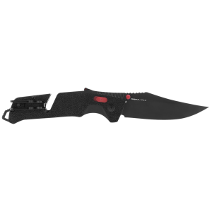 S.O.G SOG11120141 Trident AT 3.70 in Folding Clip Point Plain Black TiNi Cryo D2 Steel Blade/Black w/Red Accents GRN Handle Features Line Cutter/Glass Breaker, Knife