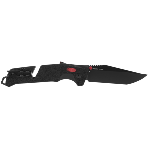 S.O.G SOG11120441 Trident AT 3.70 in Folding Tanto Plain Black TiNi Cryo D2 Steel Blade/Black w/Red Accents GRN Handle Features Line Cutter/Glass Breaker, Knife