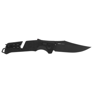 S.O.G SOG11120541 Trident AT 3.70 in Folding Clip Point Plain Black TiNi Cryo D2 Steel Blade/Blackout GRN Handle Features Line Cutter/Glass Breaker, Knife