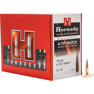 Hornady 2638 A-Tip Match 6.5 Creedmoor .264 153 gr A Tip Match 100 Per Box/ 10 Case, Reloating Bullets