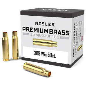 Nosler 10225 Premium Brass Unprimed Cases 308Win, Rifle Brass 50/Box