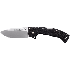 Cold Steel CS62RQZ 4-Max Scout 4 Fold Drop Point Plain Stonewashed/6 Black Griv-Ex Handle Includes Belt Clip, Knife