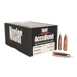 Nosler 54765 AccuBond 270Win 140gr Spitzer Point 50/Box, Reloating Bullets