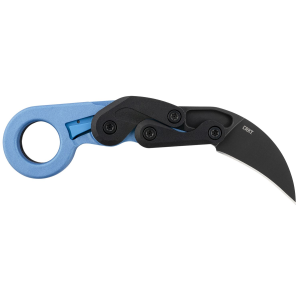 CRKT 4041B Provoke 2.47 in Folding Hawkbill Plain Black Stonewashed 4116 Stainless Steel Blade/Blue Metallic Grivory Handle, Knife