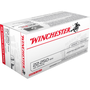 Winchester USA222502 USA 22-250Rem 45gr Jacketed Hollow Point 40 Per Box/10 Case Centerfire, Rifle Ammunition