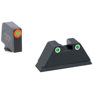 AmeriGlo GL331 Optic Compatible Sight Set for Glock XL Tall Green Tritium Orange Outline Front Sight-Green Tritium White Outline Rear Sight