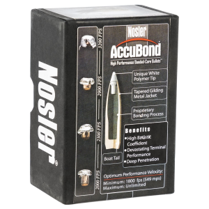Nosler 54851 AccuBond 338Cal 300gr Spitzer Point 50/Box, Reloating Bullets