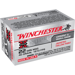 Winchester X22MH Super X 22WMR 40gr Jacketed Hollow Point 50 Per Box/40 Case Rimfire Ammunition