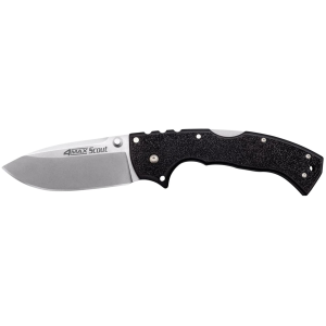 Cold Steel CS62RQ 4-Max Scout 4 in Folding Plain Stone Washed Japanese AUS-10A SS Blade/ Black Griv-Ex Handle Includes Pocket Clip, Knife
