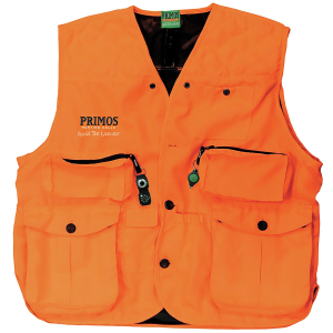Primos 65702 Gunhunters Hunting Vest Large Blaze Orange Features Compass & LED Light