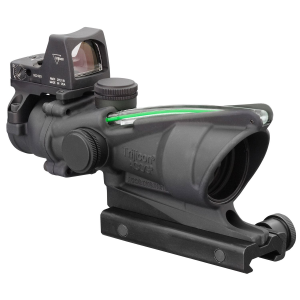 Trijicon 100552 ACOG Combo 4x 32mm Obj 36.80 ft @ 100 yds FOV Matte Black Finish Dual Illuminated Green Crosshair 223 Ballistic, RMR Type 2 3.25 MOA, Rifle Scope