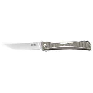 CRKT 7530 Crossbones 3.54 in Folding Plain Satin AUS-8A SS Blade/Gray/Silver Aluminum Handle Includes Pocket Clip, Knife