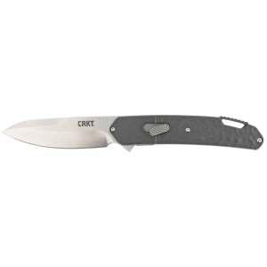 CRKT K540GXP Bona Fide 3.59 in Folding Modified Drop Point Plain Satin D2 Steel Blade/Black Textured Aluminum Handle Includes Pocket Clip, Knife