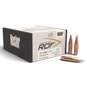 Nosler 53434 RDF Match 30Cal 210gr Hollow Point Boat Tail 100/Box, Reloating Bullets
