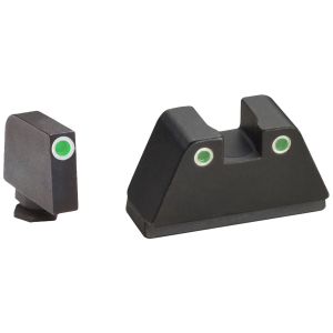 AmeriGlo GL329 Optic Compatible Sight Set for Glock XL Tall Green Tritium White Outline Front Sight-Green Tritium White Outline Rear Sight