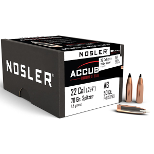 Nosler 53780 AccuBond 22Cal 70gr Spitzer Point 50/Box, Reloating Bullets