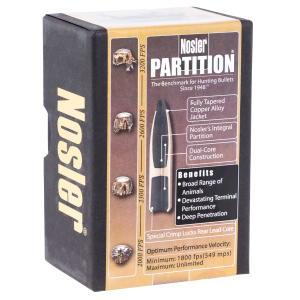 Nosler 16331 Partition 30Cal 180gr Spitzer 50/Box, Reloating Bullets